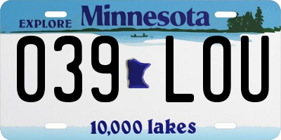 MN license plate 039LOU