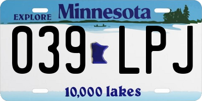 MN license plate 039LPJ
