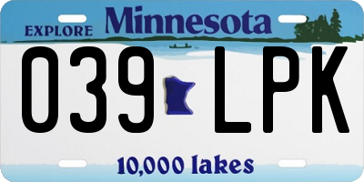 MN license plate 039LPK