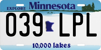MN license plate 039LPL