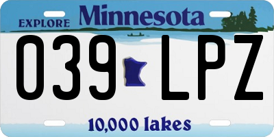 MN license plate 039LPZ
