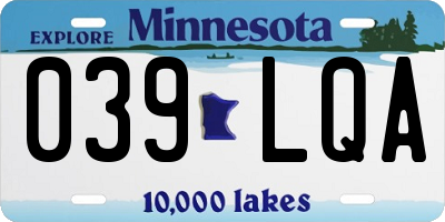 MN license plate 039LQA