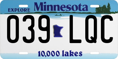 MN license plate 039LQC