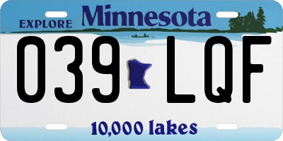 MN license plate 039LQF