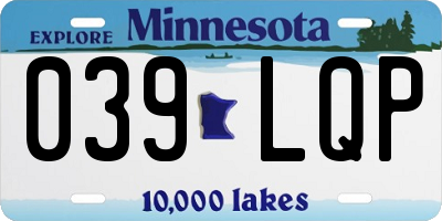 MN license plate 039LQP