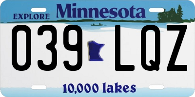 MN license plate 039LQZ