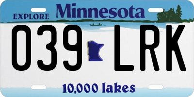 MN license plate 039LRK