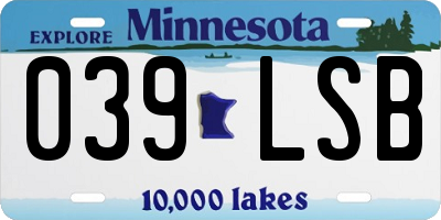 MN license plate 039LSB