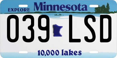 MN license plate 039LSD
