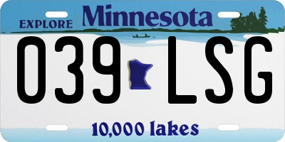 MN license plate 039LSG