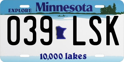 MN license plate 039LSK