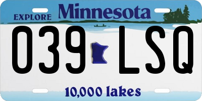 MN license plate 039LSQ