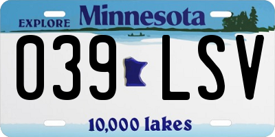 MN license plate 039LSV
