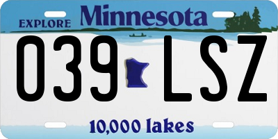 MN license plate 039LSZ