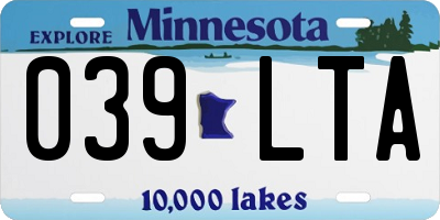 MN license plate 039LTA