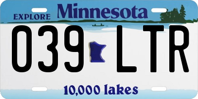 MN license plate 039LTR