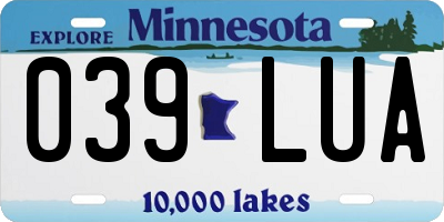 MN license plate 039LUA