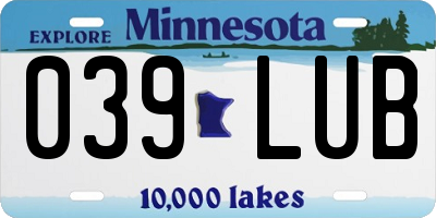 MN license plate 039LUB