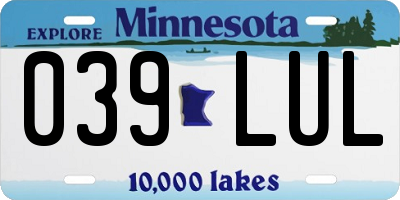 MN license plate 039LUL