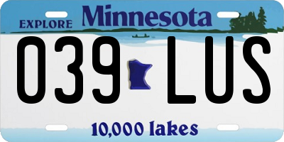 MN license plate 039LUS