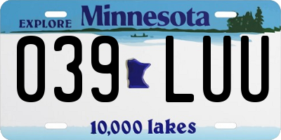 MN license plate 039LUU