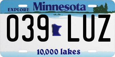 MN license plate 039LUZ