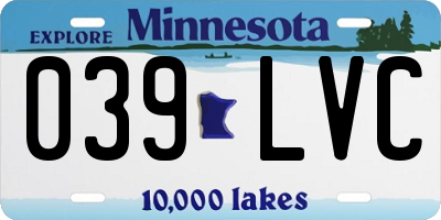 MN license plate 039LVC