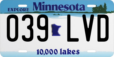MN license plate 039LVD