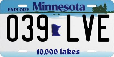 MN license plate 039LVE