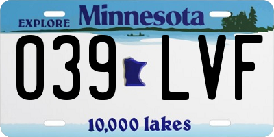 MN license plate 039LVF