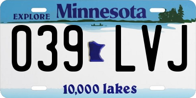 MN license plate 039LVJ