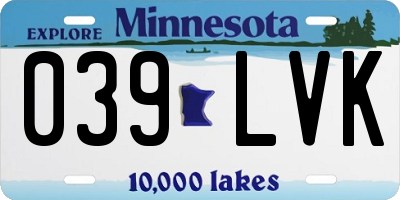 MN license plate 039LVK