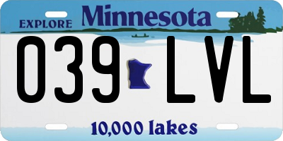 MN license plate 039LVL