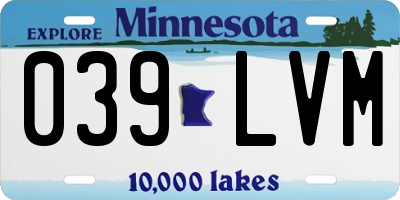 MN license plate 039LVM
