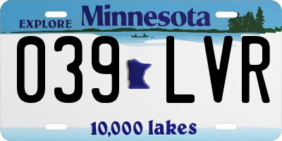 MN license plate 039LVR