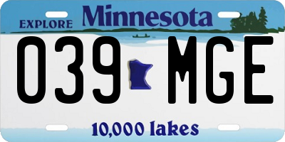 MN license plate 039MGE