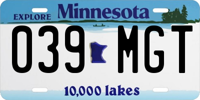 MN license plate 039MGT