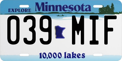 MN license plate 039MIF