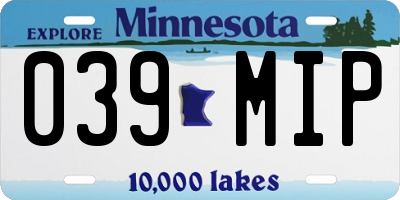 MN license plate 039MIP