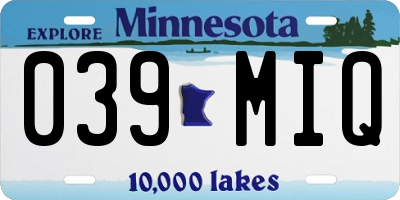 MN license plate 039MIQ