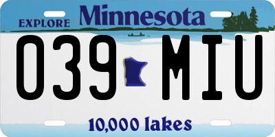 MN license plate 039MIU