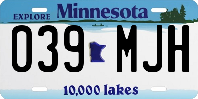 MN license plate 039MJH