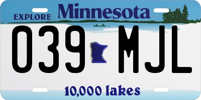 MN license plate 039MJL