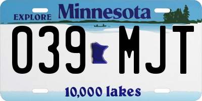 MN license plate 039MJT