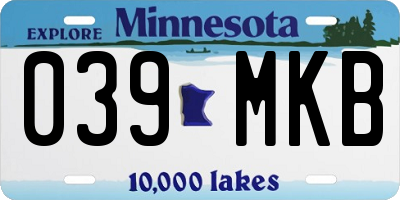MN license plate 039MKB
