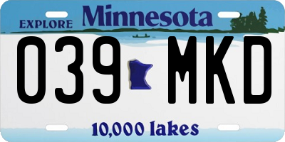 MN license plate 039MKD