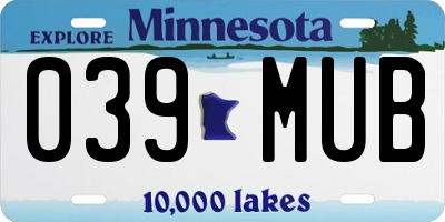 MN license plate 039MUB