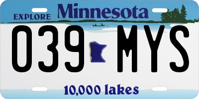 MN license plate 039MYS