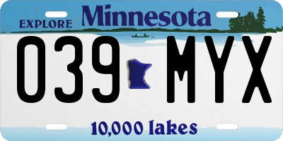 MN license plate 039MYX