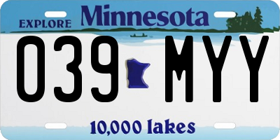 MN license plate 039MYY